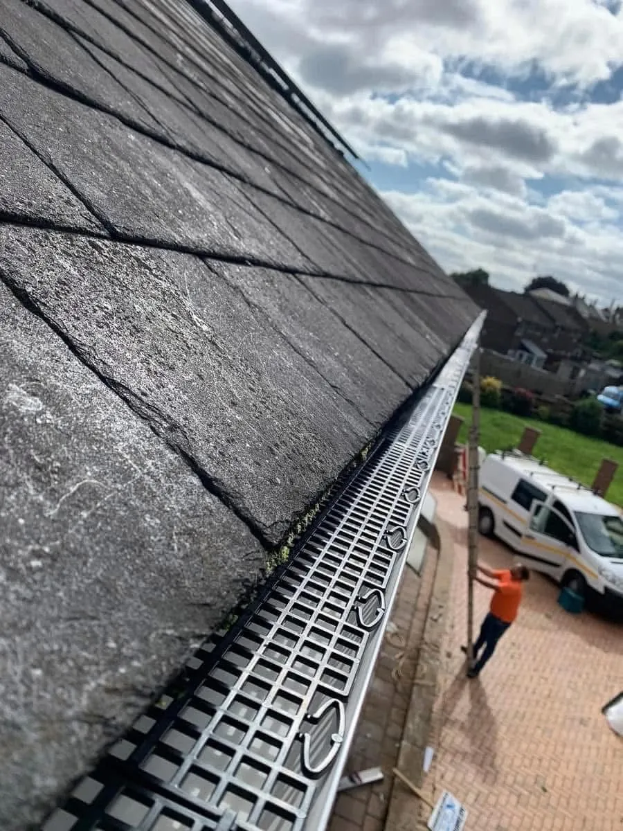 Gutter guard fitted on a slate roof in Great Torrington